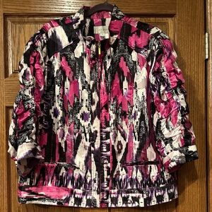 Erin London Vibrant Pink and Black Bomber Jacket
